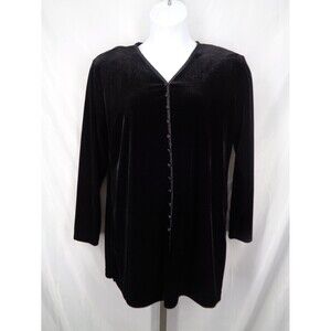 Jacqueline Ferrar Black Velvet Tunic Top Plus Size 16W Vintage